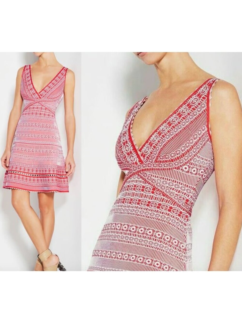 Hervé Léger Herve Leger Stacey Bandage Dress Red White Size Small